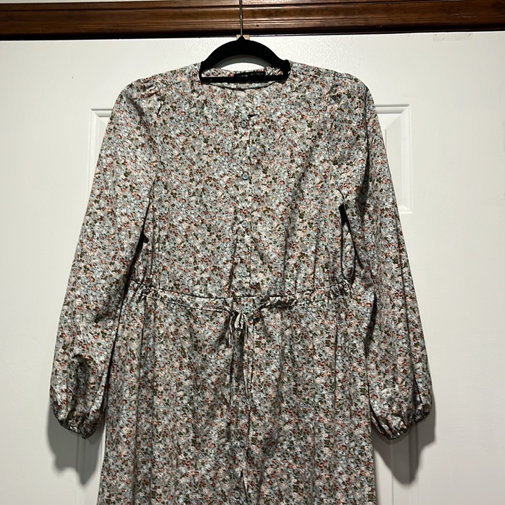 ‼️SOLD‼️ SHEIN XS-M Cottage Core Floral print Working button Tie Long sleeve - Picture 2 of 9